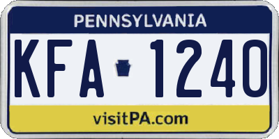 PA license plate KFA1240