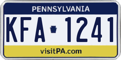 PA license plate KFA1241