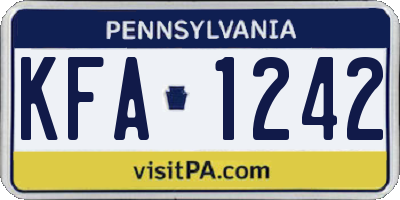 PA license plate KFA1242