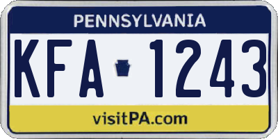 PA license plate KFA1243