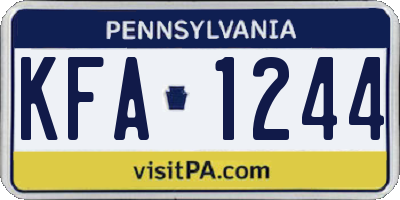 PA license plate KFA1244