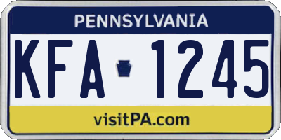 PA license plate KFA1245
