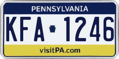 PA license plate KFA1246