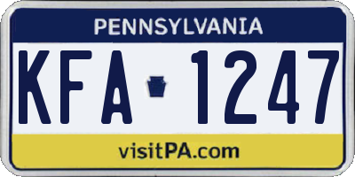 PA license plate KFA1247