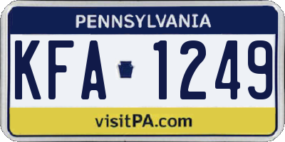 PA license plate KFA1249