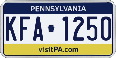 PA license plate KFA1250