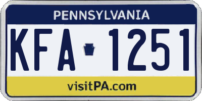 PA license plate KFA1251