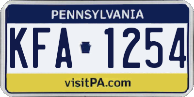 PA license plate KFA1254