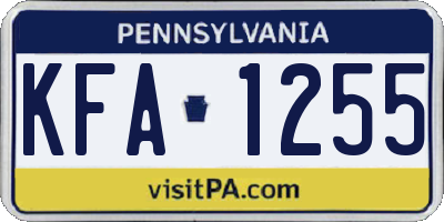 PA license plate KFA1255