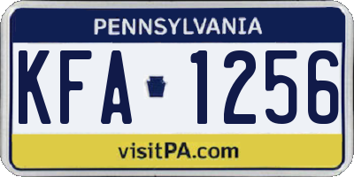 PA license plate KFA1256