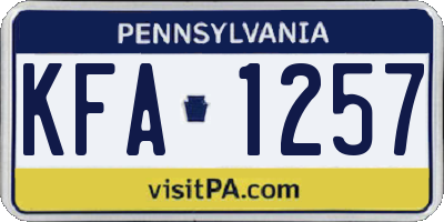 PA license plate KFA1257