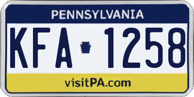 PA license plate KFA1258