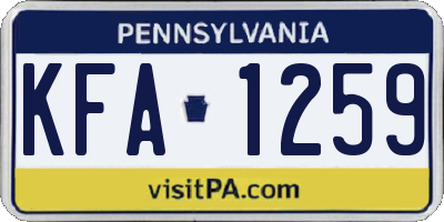 PA license plate KFA1259