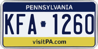 PA license plate KFA1260