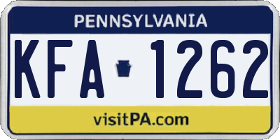 PA license plate KFA1262