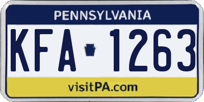 PA license plate KFA1263