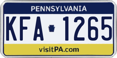 PA license plate KFA1265