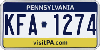 PA license plate KFA1274