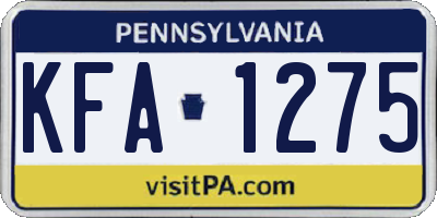 PA license plate KFA1275