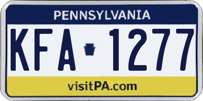 PA license plate KFA1277