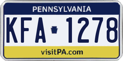 PA license plate KFA1278