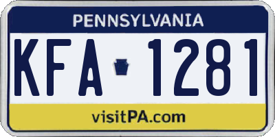 PA license plate KFA1281
