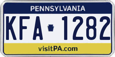 PA license plate KFA1282
