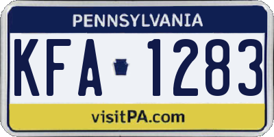 PA license plate KFA1283