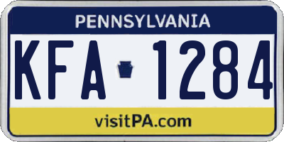 PA license plate KFA1284
