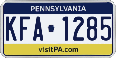 PA license plate KFA1285