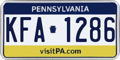 PA license plate KFA1286