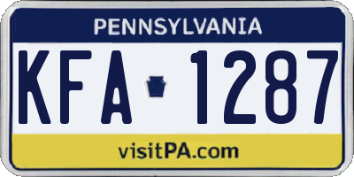 PA license plate KFA1287