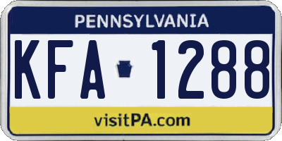 PA license plate KFA1288