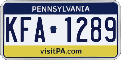 PA license plate KFA1289