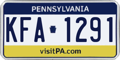 PA license plate KFA1291