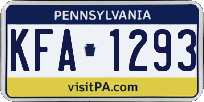 PA license plate KFA1293