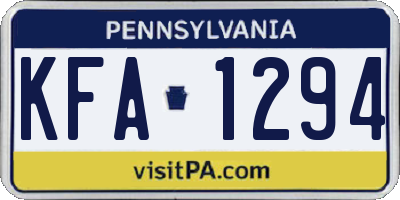 PA license plate KFA1294