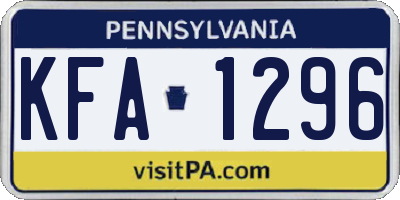 PA license plate KFA1296