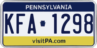 PA license plate KFA1298