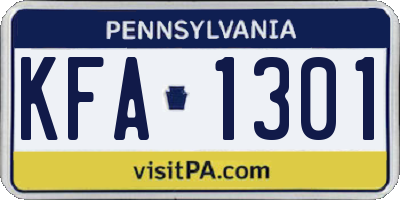 PA license plate KFA1301