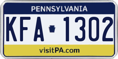 PA license plate KFA1302