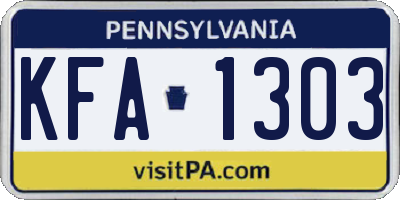 PA license plate KFA1303