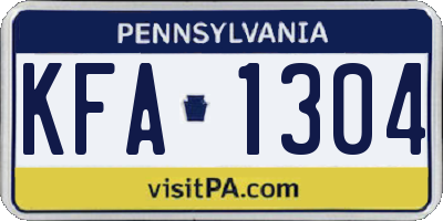 PA license plate KFA1304