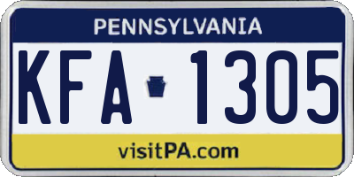 PA license plate KFA1305