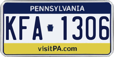 PA license plate KFA1306