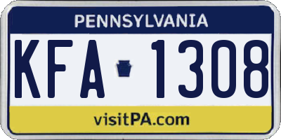 PA license plate KFA1308