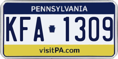 PA license plate KFA1309
