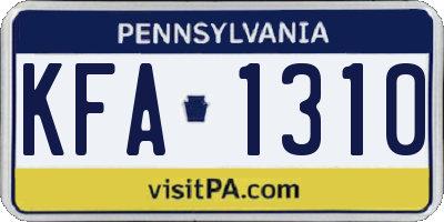 PA license plate KFA1310