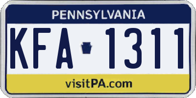 PA license plate KFA1311