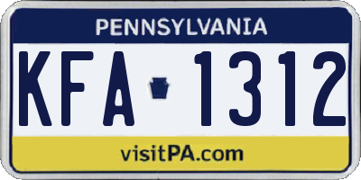 PA license plate KFA1312